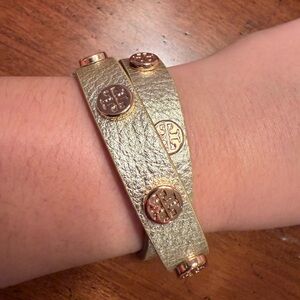 Tory Burch Gold Leather Bracelet